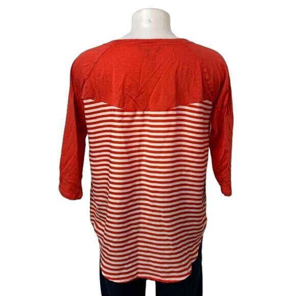 Express Coral Striped Top 3/4 Sleeve Top Shirt Size M - Picture 8 of 10